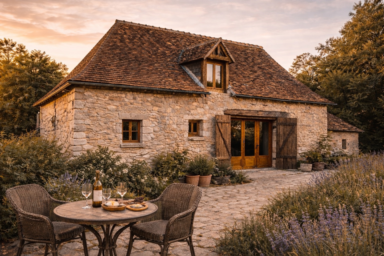 Façade en pierre restaurée, enduit chaux naturel, fenêtres bois triple vitrage — Atelier Chaux & Bois